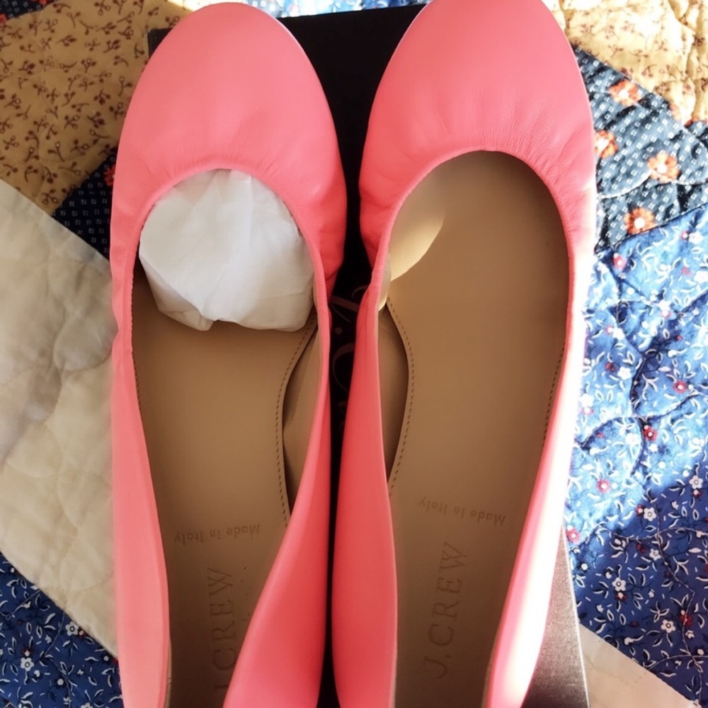 J. Crew - Cece Leather Ballet Flats in Neon Coral